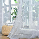 Halbtransparente Gardine mit Ösen »Kassel« Chenille Leinenbindung Streifen Grobfaserig 202470 Gardinenschal Img6378 | gerdinenbox.com