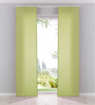 2er Pack Flächenvorhänge Schiebegardinen komplett Set Cationic blickdicht Leinen Optik natura seidenmatt Landhaus Stil 204411-2 Limette Schiebegardine Schiebegardine_limette | gerdinenbox.com