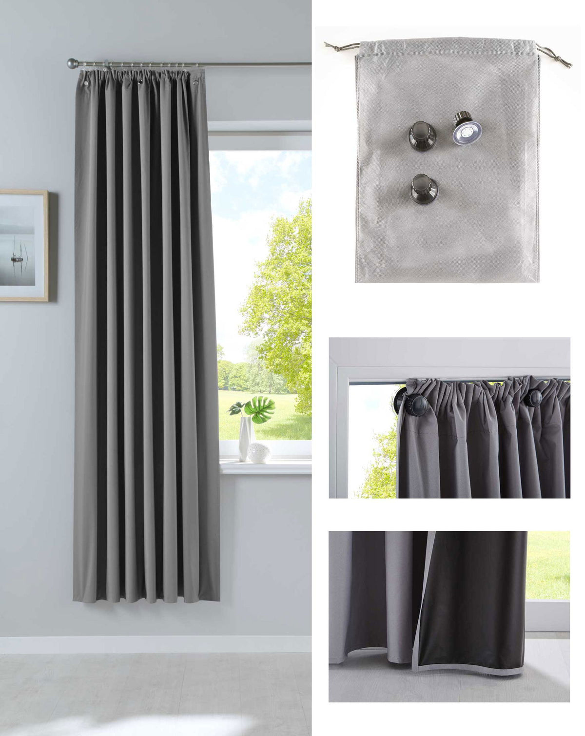 Verdunkelungsvorhang »DARK« Saugnapf Abnehmbar Reisevorhang Vorträge Vorhang 100% Verdunkelung Softshell Material Multi Aufhängung Strandhaus Vorhalle Cabana 10000335set Grau 1er Set HxB 200x130 cm Vorhang Verdunkelungsvorhang_DARK_Saugnapf_Abnehmbar_Reisevorhang_Vortrage_Vorhang_100_Verdunkelung_Softshell_Material_Multi_Aufhangung_Strandhaus_Vorhalle_Cabana_10000335set_-_Gardinenbox_d401b3fd-7616-4511-b342-b27e6e0ca2f3 | gerdinenbox.com